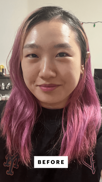 Han before applying Fable and Mane HoliRoots Hair Oil