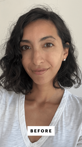 Pai before applying the HaruHaru Black Bamboo FrizzFree Hair Oil